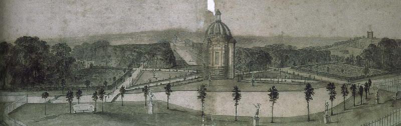 unknow artist Bird-s-eye view of the gardens at Wrest Park,seen from the park oil painting image
